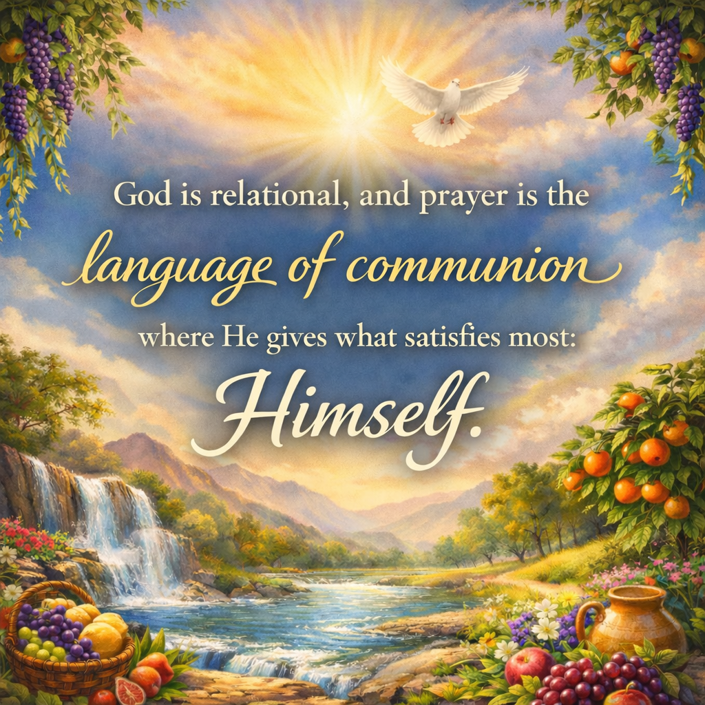 God is relational, and prayer is the language of communion where He gives what satisfies most: Himself.